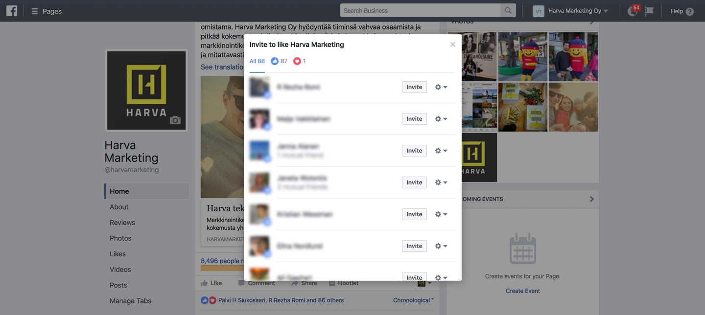 Facebookin piilotettu kutsunappi Facebookin piilotettu kutsunappi