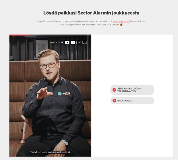 Interaktiivinen työpaikkaesittely ja -hakemus